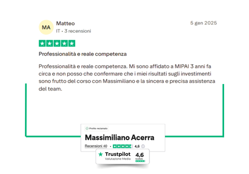 Recensione Trustpilot di Matteo su Massimiliano Acerra e MIPAI